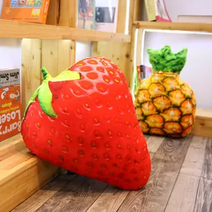 Simulation strawberry plush pillow soft fruit cushion for home and office decor
