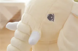 Soft cute elephant plush toy detail, comfortable children soothing pillow and sweet gift.