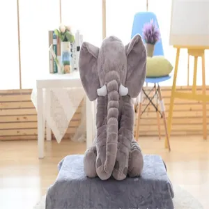 Cute grey elephant plush toy pillow, soft stuffed animal companion for kids and toddlers.