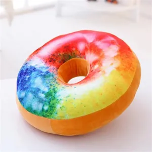 Soft rainbow donut plush pillow and cute cushion for home sofa office nap or birthday gift