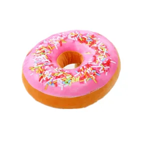 Soft pink donut plush pillow cute simulation food cushion for home office nap decoration