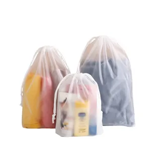 Sacchetti con coulisse in CPE satinato, buste semi-trasparenti per abbigliamento scarpe.