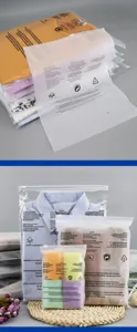Thickened ziplock plastic bags with warning text for clothing, shirts, and sock packaging storage.