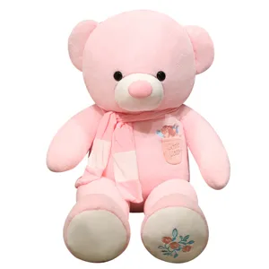 Grande Orsacchiotto di Peluche Rosa con Sciarpa Giocattolo Morbido Cuscino Regalo Donna