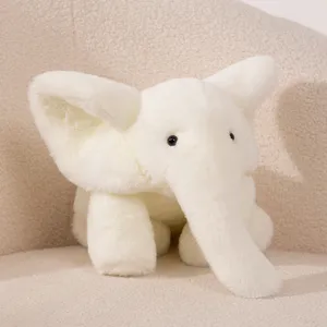 Cute white elephant plush toy, soft stuffed animal pillow, perfect gift for kids birthday.
