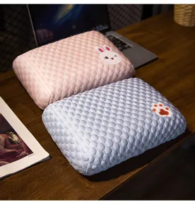 Student nap pillow office summer cooling ice bean velvet cute rabbit paw embroidery pillow