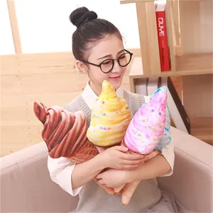 Almohada de Peluche con Cono de Helado de Simulación Creativa Lindo Cojín de Comida Rellena Juguete de Muñeca Suave Regalo de Decoración