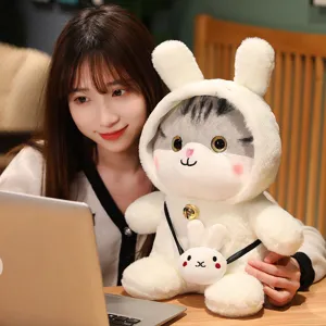 Cute cat plush toy soft stuffed animal rabbit costume pillow kids gift room decor