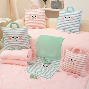 Kawaii Monster Pluche Kussen Deken Opvouwbare Airconditioning Deken Kantoor Dutje Multifunctioneel Schattig Cartoon Kussen Voor Volwassenen