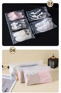 Thickened PE frosted zipper storage bags for shoes and clothing, waterproof and dustproof.