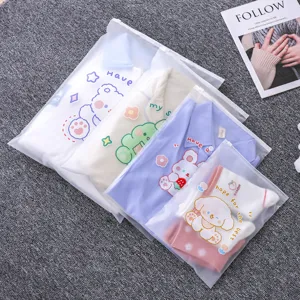 Frosted zipper storage bags for clothes and socks, waterproof dustproof travel home organizers.