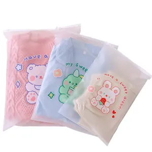 Frosted zipper storage bags for clothes and socks, waterproof and dustproof packaging.