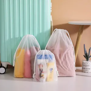 EVA beidseitig Kordelzug Aufbewahrungstaschen Set mattiert transparent für Kleidung Reise.