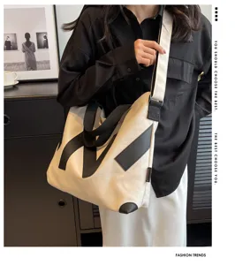 Canvas crossbody tote bag for women large capacity casual shoulder bag daily commuter