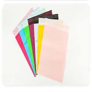 Colorful poly mailers detail showing thick plastic shipping bags in various bright shades.