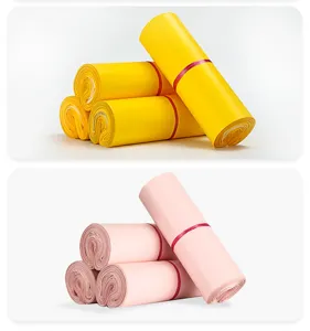 Thickened colorful courier poly mailer shipping bags rolls, durable packaging for apparel.