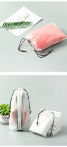 Frosted PE drawstring storage bag, waterproof organizer for travel shoes, clothes and toys.