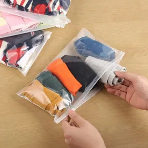 Thickened PE Frosted Zipper Storage Bags Transparent Clothing Packaging Bags For Socks Towels Underwear Home Organizer