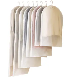 Translucent clothing dust covers with zipper, hanging garment storage bags assorted sizes.