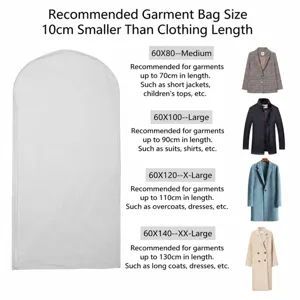 Transparent garment dust cover with zipper for coats, suits and jackets storage main view.