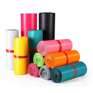 Thickened colorful poly mailing bags rolls for e-commerce clothing shipping and packaging.