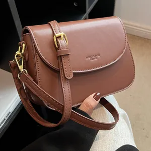 Women Urban Minimalist Polyurethane Shoulder Crossbody Bag Classic Stitching Flap Square Handbag Small Solid Color Casual Daily Satchel Purse