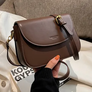 Korean minimalist style women shoulder crossbody bag trendy PU leather small square purse.
