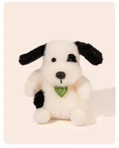 Cute black and white plush dog toy stuffed animal cute puppy doll gift for children.