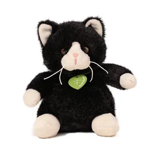 Black and white plush toy cute animal doll soft stuffed kitty gift for kids and home decor