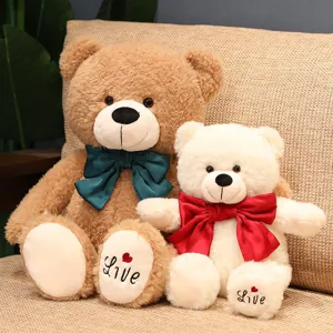 Simpatico Orsacchiotto Giocattolo di Peluche Bambola Animale Con Fiocco Morbido Cuscino da Abbraccio Regalo di Compleanno Per Ragazze Decorazione Stanza