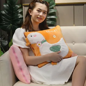 Multi-functional plush throw pillow and air conditioning blanket for office home car use.