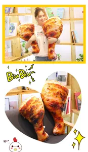 Funny simulation chicken leg plush toy pillow, soft stuffed food cushion for home decor and gifts.