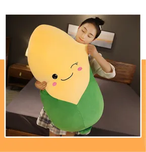 Soft corn plush pillow cute vegetable stuffed toy large cushion for room decor gift