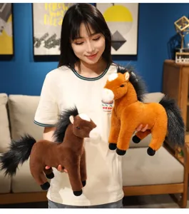 Simulazione peluche cavallo marrone giocattolo simpatico bambola pony morbido