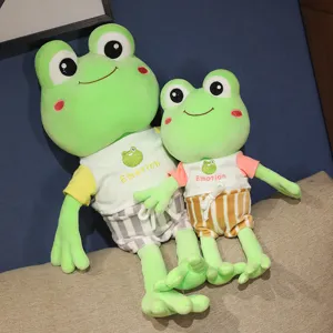 Cute long-legged frog plush toy stuffed doll with cute clothes, perfect birthday gift.