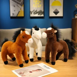 Giocattolo di cavallo in peluche di simulazione bella bambola pony in piedi compagno