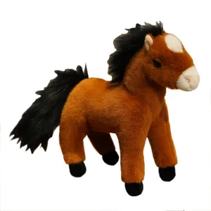 Simulazione cavallo di peluche giocattolo carina bambola pony in piedi morbido compagno per bambini