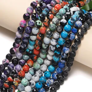 Faceted Fire Agate Natural Stone Beads Flame Agate Faceted Beads For DIY Jewelry Making Necklace Bracelet Accessories