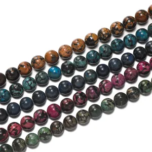 Colorful fancy jasper round stone beads loose strands for DIY handmade jewelry making supply