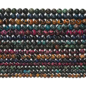 Colorful natural stone round beads strands for DIY jewelry making, bracelets and necklaces.