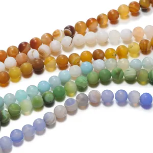 Cuentas de agata rayada mate semielaboradas de piedras preciosas sueltas para hacer joyas DIY