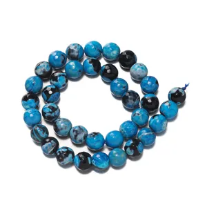 Faceted blue fire agate loose beads for DIY handmade necklaces and bracelets jewelry making.