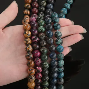 Colorful natural stone round beads strands for DIY handmade bracelets and jewelry making.