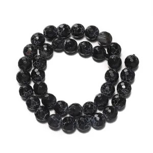 Natural black fire agate faceted loose beads for DIY handmade bracelets and necklaces wholesale