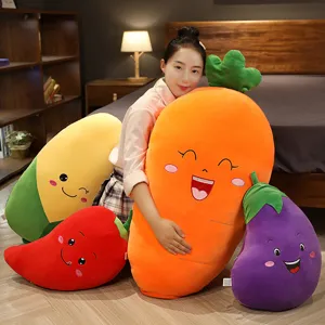 Soft Plush Vegetable Pillow Cute Carrot Corn Chili Eggplant Stuffed Toy Hugging Cushion Home Decor Kids Gift