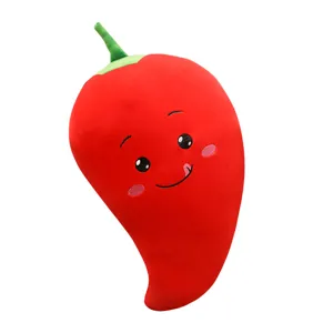 Cute red pepper plush pillow soft stuffed vegetable toy for home decoration and cozy gifts.