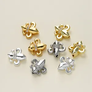 Fleur-de-lis zirkoon metalen kralen voor DIY armbanden kettingen sieraden accessoires detail