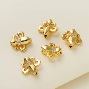 18k verguld messing zirkonia fleur de lis bedel diy sieraden maken kralen accessorio