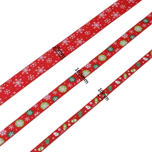 Christmas printed grosgrain ribbon set, 25mm 16.5mm 10mm wide for DIY hair bow and gift wrapping.