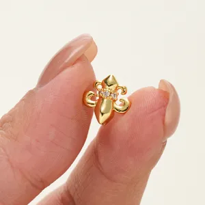 18K vergulde lelie zirkoon bedel kraal voor DIY handgemaakte sieraden armbanden.